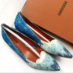 MISSONI Shades O Blue Marbled Knit Point Toe Flats